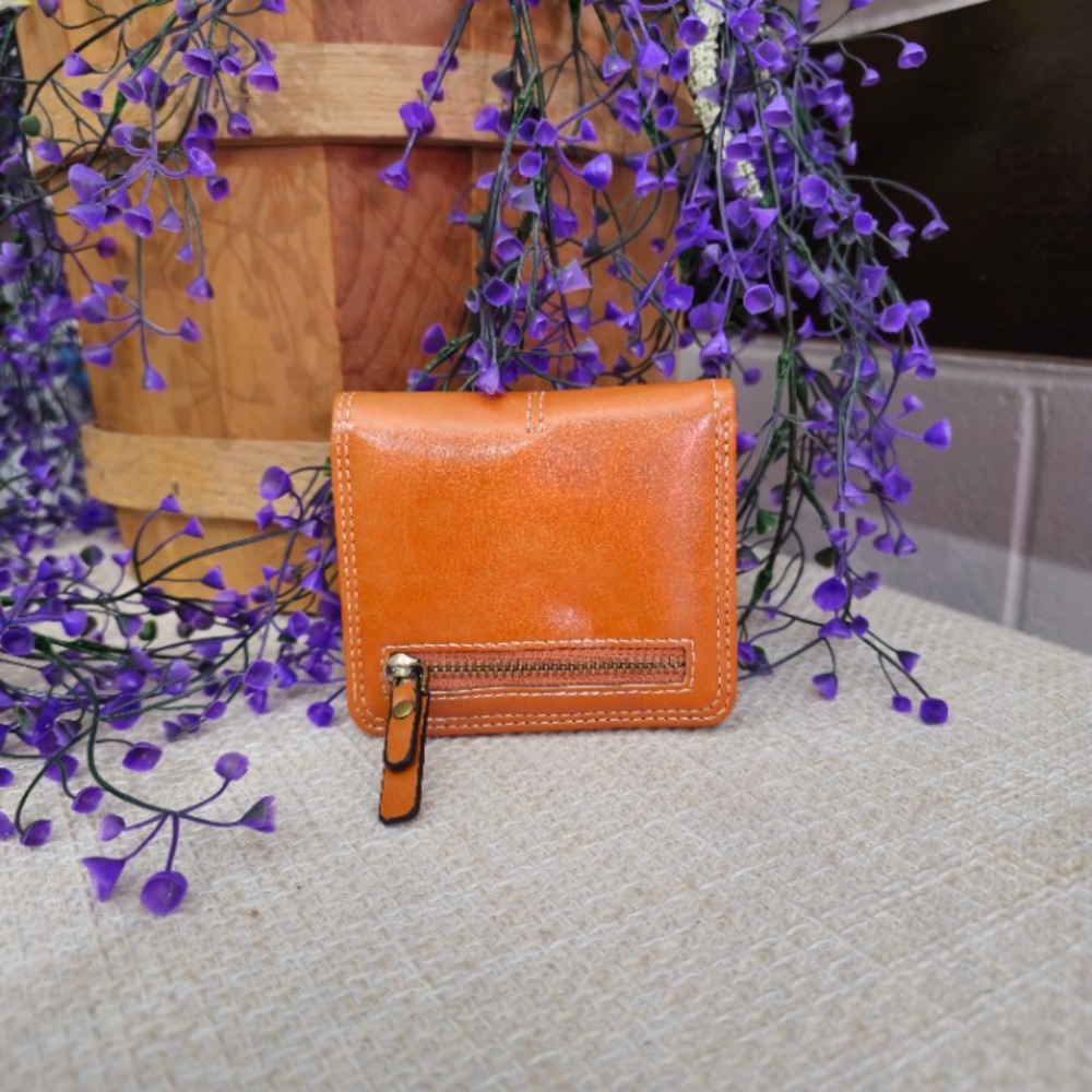 Gothic Cross Stud Bifold Snap Wallet | Rust Orange | 4x4in - Picture 2 of 8